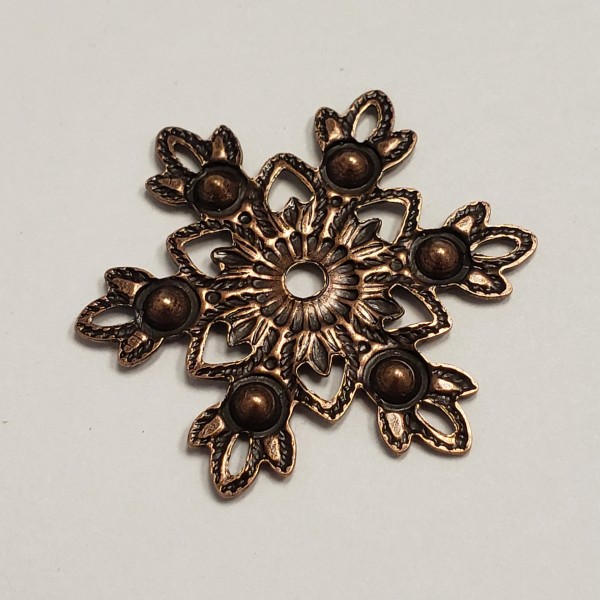 Snowflake Center Piece Rhinestone Settings Oxidized Copper (6) - Image 4