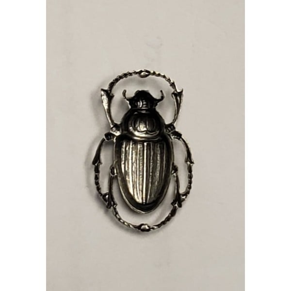 Smaller Egyptian Influence Scarab Beetle Oxidized Silver (2) - Image 2