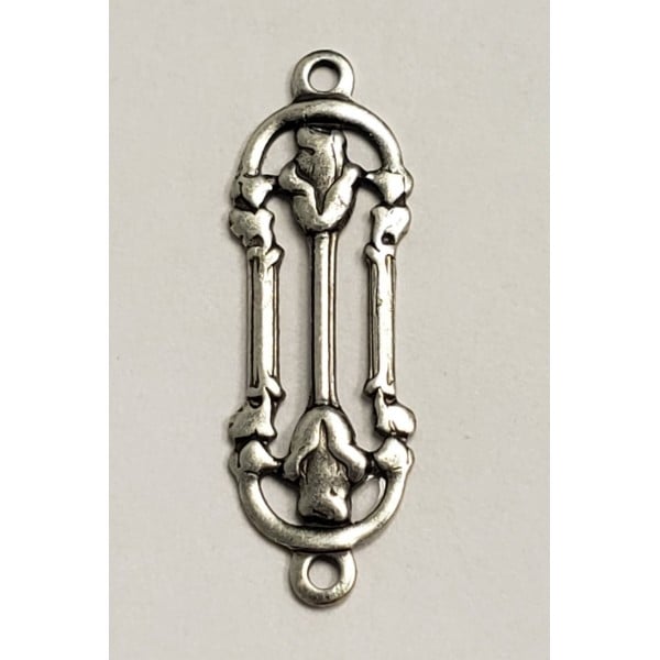 Rosebud Detail Connectors 23mm Oxidized Silver (12) - Image 3