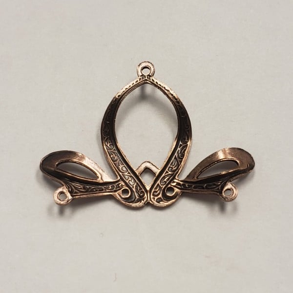 Fancy Ribbon Style 3 Way Connector Oxidized Copper (3)
