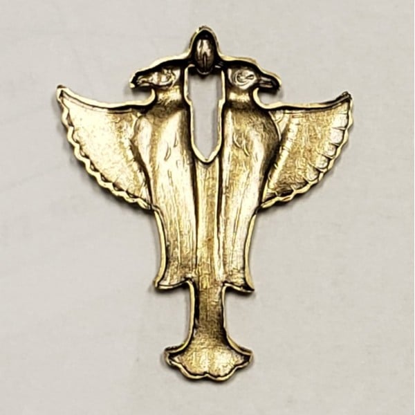 Egyptian Double Falcon Stamping Oxidized Brass 45mm (1)