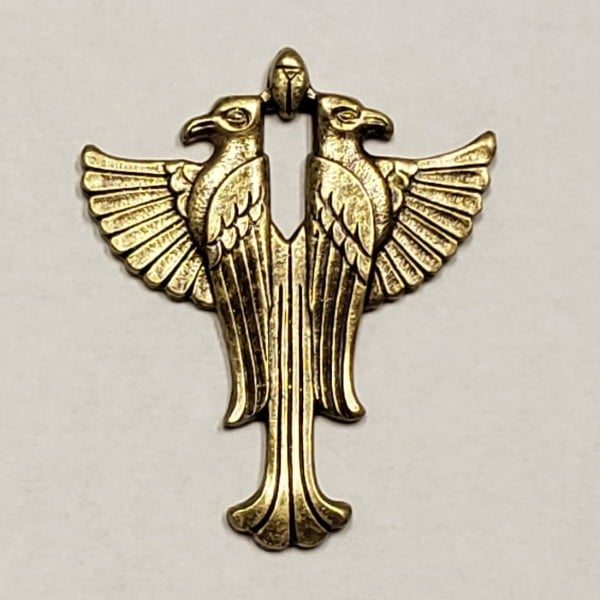 Egyptian Double Falcon Stamping Oxidized Brass 45mm (1) - Image 2