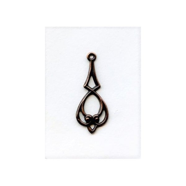 Dainty Filigree 22mm Pendants Oxidized Copper (6)