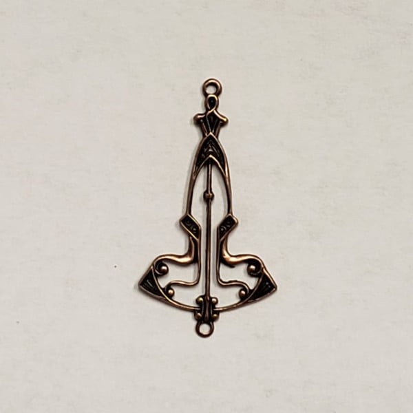 Art Deco Style Elegant Connectors Oxidized Copper (2) - Image 2