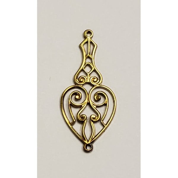 Heart Shape Openwork Connectors raw brass (6) - Image 2