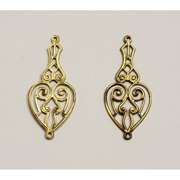 Heart Shape Openwork Connectors raw brass (6) - Image 3