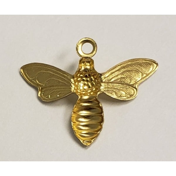 Bee Pendants Raw Brass 17mm (12)