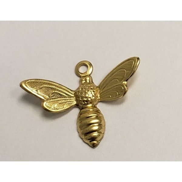 Bee Pendants Raw Brass 17mm (12) - Image 2
