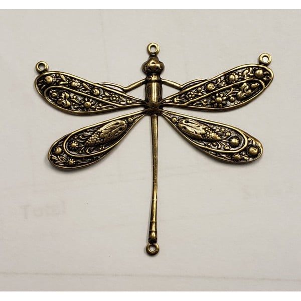 Victorian Style Dragonfly Oxidized Brass Connector with 3 loops 41mm (1) - Image 2