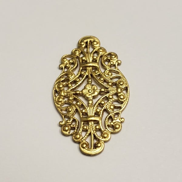 Victorian Style Filigree Raw Brass 33mm (6) - Image 2