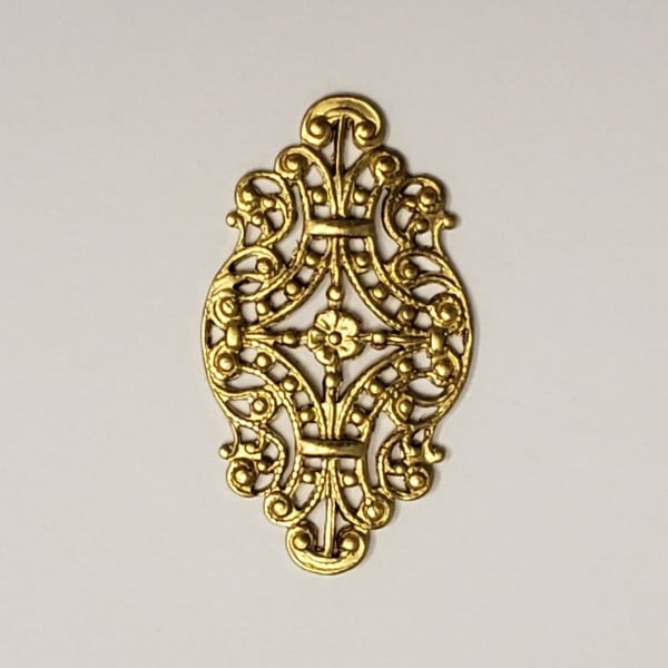 Victorian Style Filigree Raw Brass 33mm (6) - Image 3