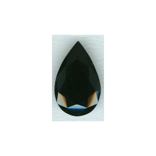 Jet Glass Pear Shape Unfoiled Stone 32x20mm (1)
