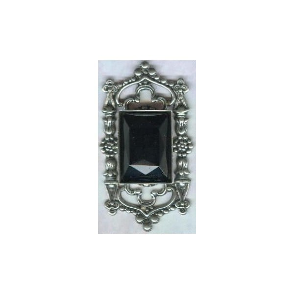 Jet Glass Rectangle Jewelry Stone 18x13mm - Image 2
