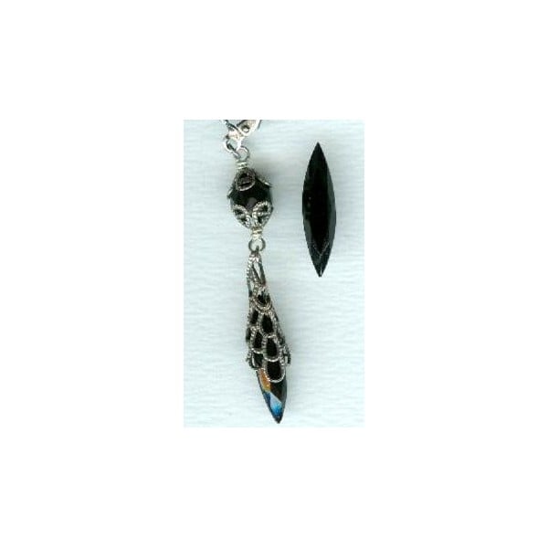 ^Jet Glass Navette Shape Jewelry Stones 24x6mm - Image 2