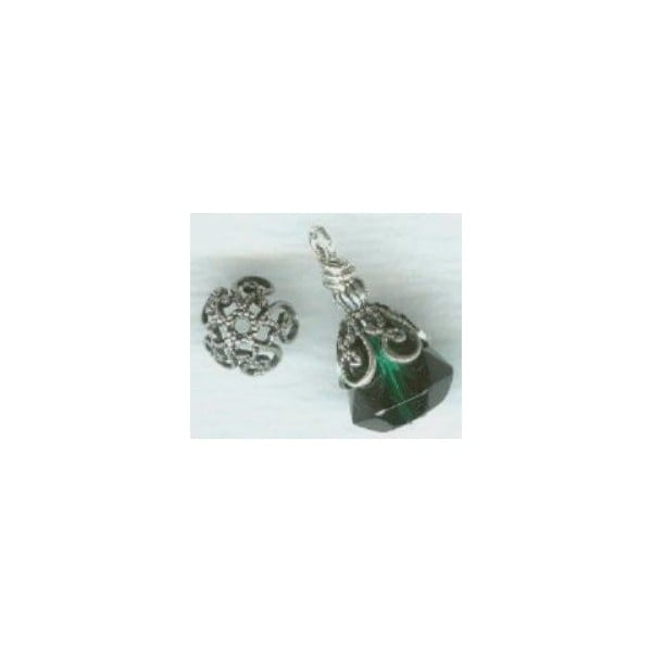 Victorian Style Filigree 8mm Bead Caps Oxidized Silver (6) - Image 2