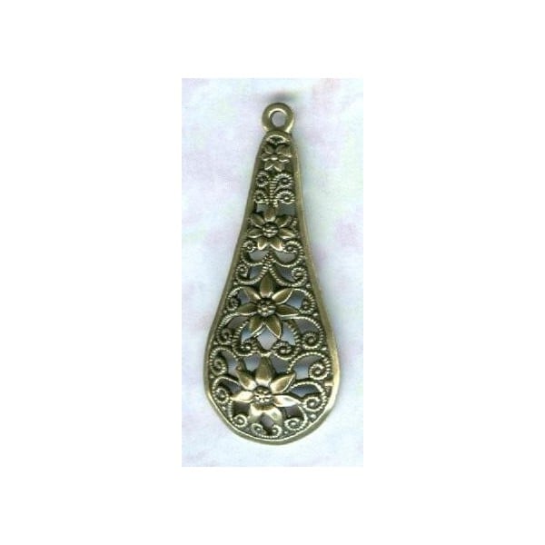 Filigree Floral Pendants German Made Oxidized Brass (2)
