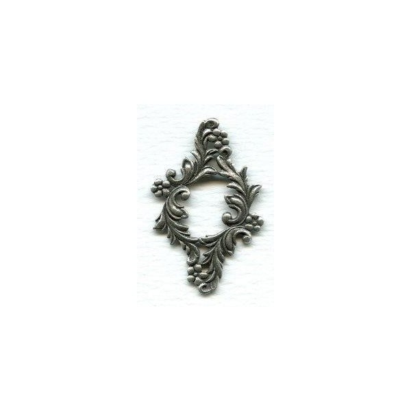 Floral Oval Framework 34x22mm Oxidized Silver (6)