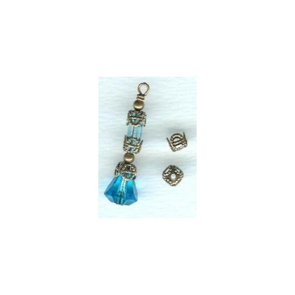 Square Filigree 5mm Bead Caps Oxidized Brass (24) - Image 3