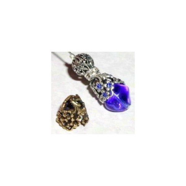 Add Some Bling Oxidized Brass Floral Bead Caps 12mm (4) - Image 2