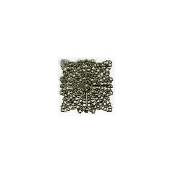 Filigree Square Flat 56mm Oxidized Brass Plated Steel