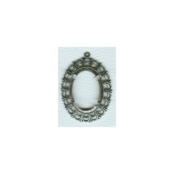 Filigree Open Back 25x18mm Settings Oxidized Silver (6)