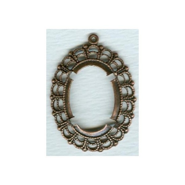 Filigree Open Back Settings 25x18mm Oxidized Copper