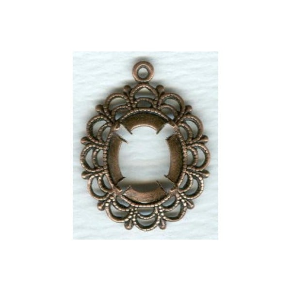 Filigree Setting Pendants 12x10mm Oxidized Copper