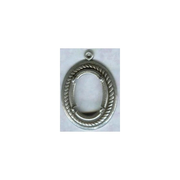 ^Double Border Rope Detail Setting 18x13mm Oxidized Silver