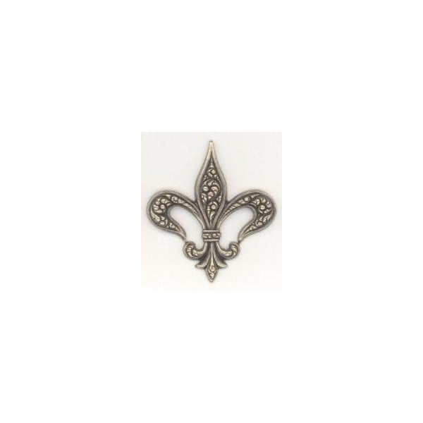 ^Embossed Fleur-de-Lis Oxidized Brass Patina 40mm (3)
