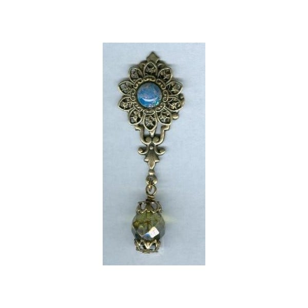 Elegant Art Deco Pendant Drops Oxidized Brass (6) - Image 3
