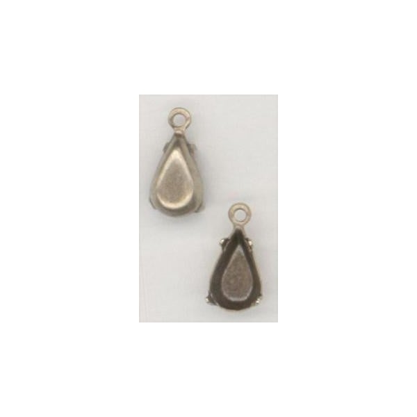 Pear Shape 10x6mm Pendant Settings Oxidized Brass