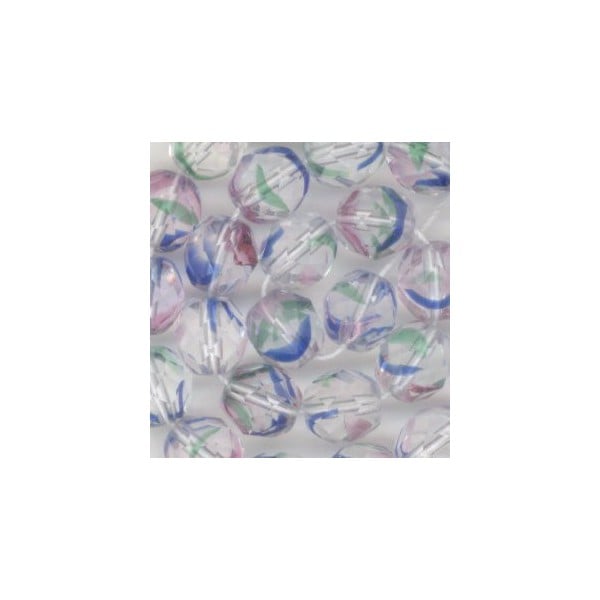 Striped Crystal Faceted Round Glass Beads 8mm