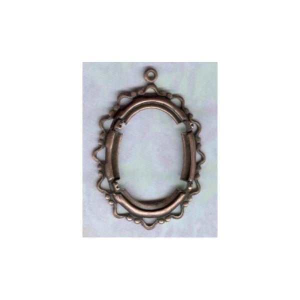 ^Delicate Openwork Edge Setting 25x18mm Oxidized Copper