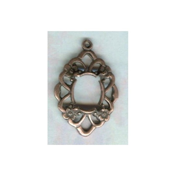^Openwork Floral 10x8mm Settings Oxidized Copper (2)
