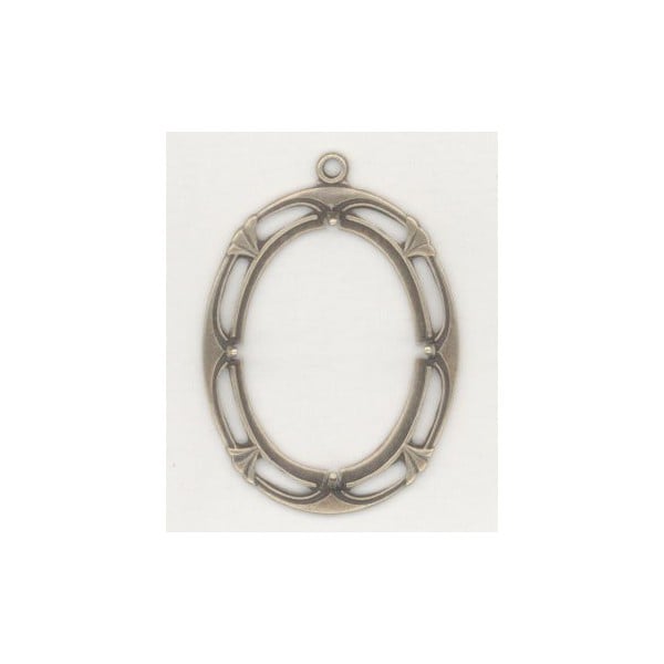 Art Deco Style Open Back Setting 25x18mm Oxidized Brass