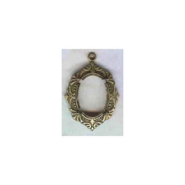 Art Deco Style 14x10mm Brass Setting Pendants (2)