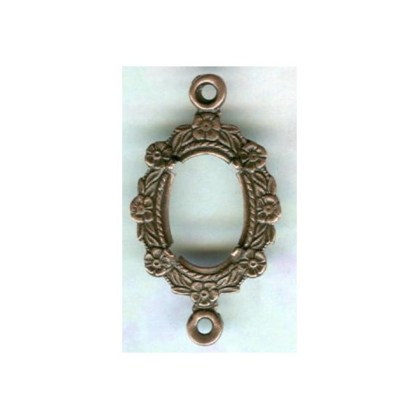 ^Floral 14x10mm Setting Connector Oxidized Copper (1)