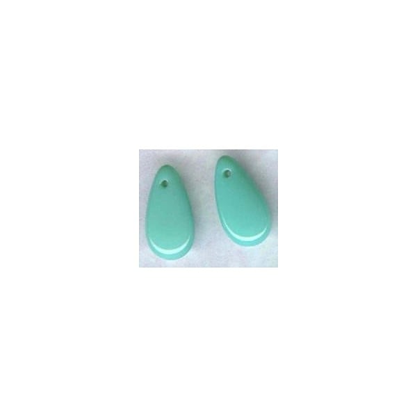 Czech Glass Smooth 14x7mm Turquoise Pendants (2)