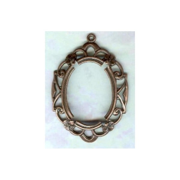 ^Openwork Floral Edge Setting 25x18mm Oxidized Copper