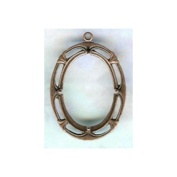 ^Art Deco Style 25x18mm Open Back Setting Oxidized Copper
