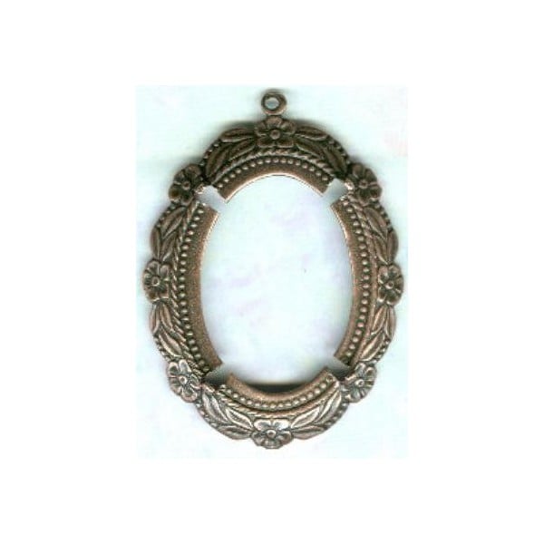 ^Floral Beaded Edge Setting Oval 30x22mm Oxidized Copper (1)