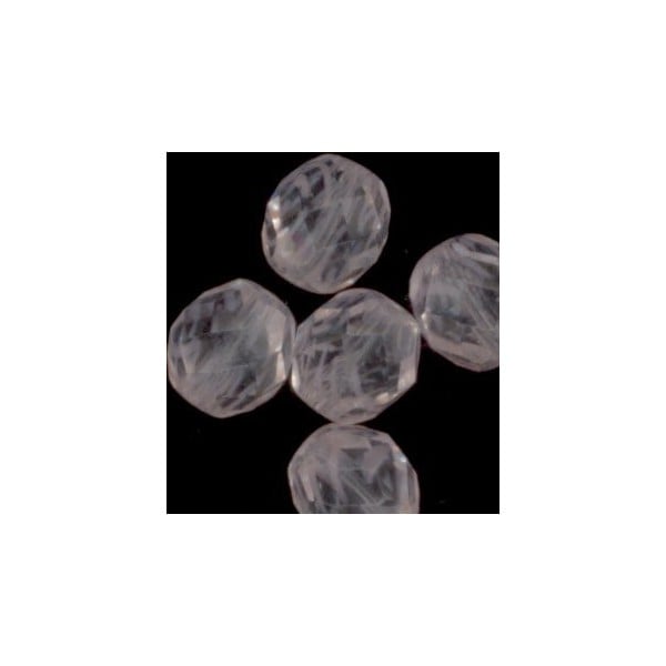 ^Crystal and Pink Striped Round Faceted Beads 8mm