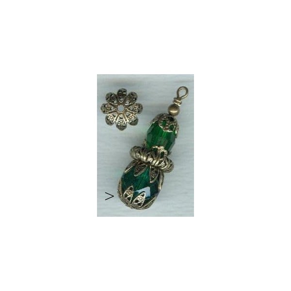 Delicate Filigree Caps for 10mm Beads Oxidized Brass (12) - Image 2