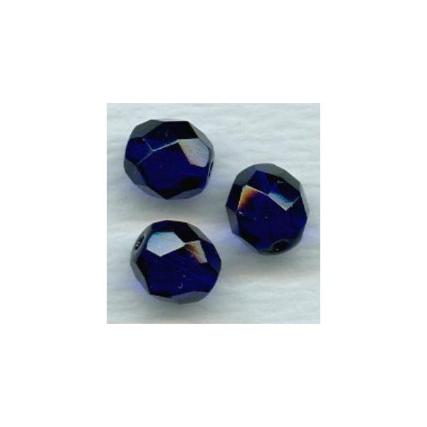 Cobalt Blue Fire Polished Round Faceted Beads 8mm