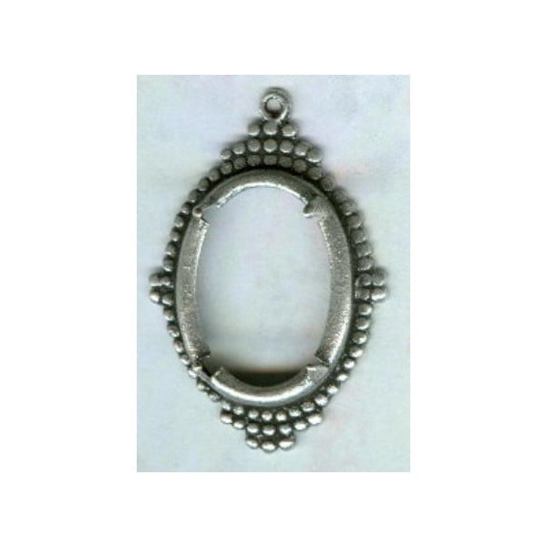 Ancient Design Setting 18x13mm Oxidized Silver
