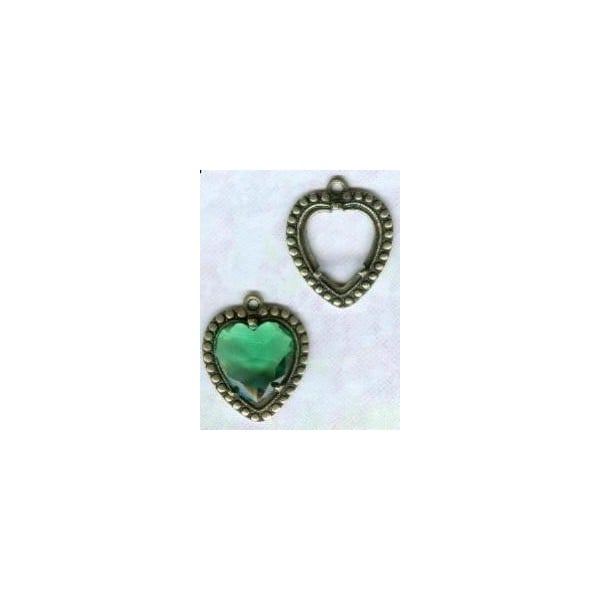 Heart Pendant Settings 11x12mm Oxidized Brass - Image 2