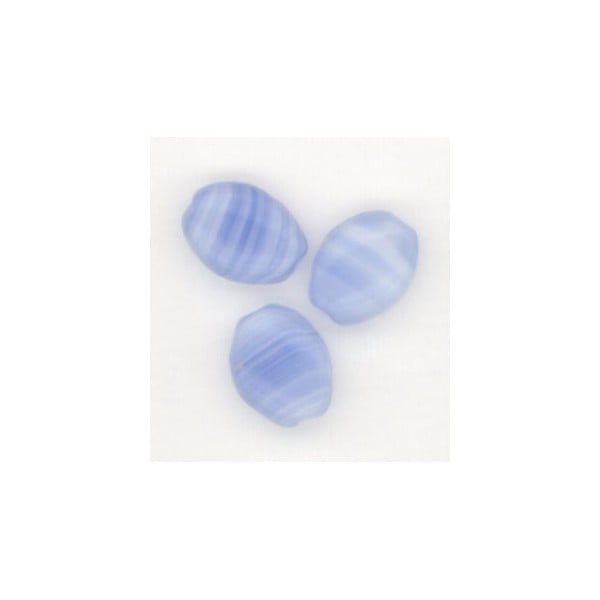 ^Blue Quartz Glass 8x6mm Flat Oval Beads (24)