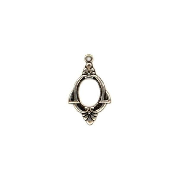 Art Deco Style Pendant Hoop Oxidized Silver 21mm
