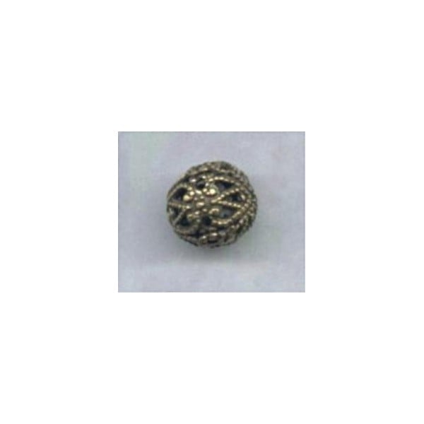 Round Filigree Beads 8mm Oxidized Brass (12)