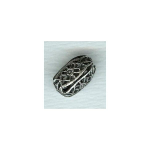 Filigree Barrel Shape Beads Oxidized Silver (6)